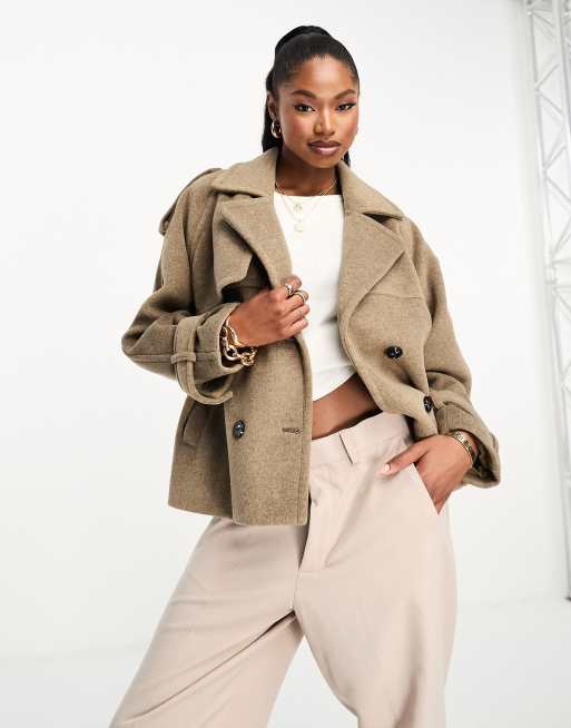 4th & Reckless cropped wool look formal jacket in light brown | ASOS