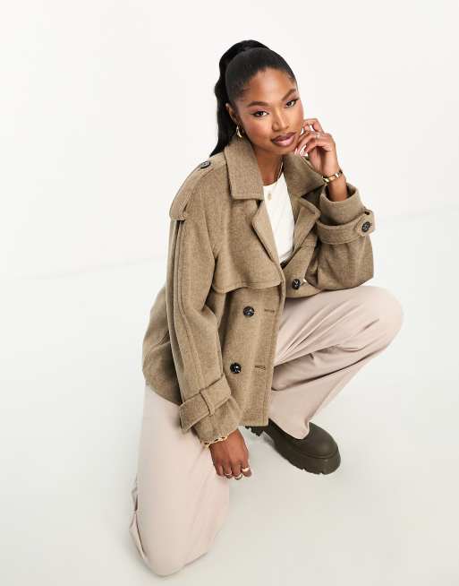 4th & Reckless cropped wool look formal jacket in light brown | ASOS