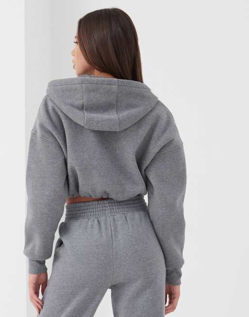 4th & Reckless cropped zip hoodie in gray