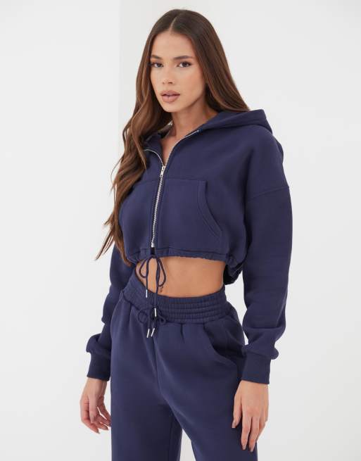 Navy blue hot sale crop hoodie