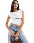 [4th & Reckless] 4th & Reckless cut out ruched side top in white 12 WHITE