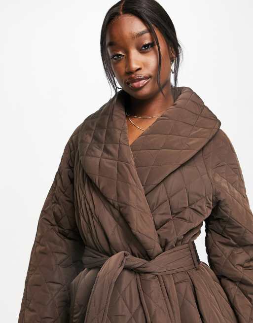 4th & Reckless – Czekoladowobrązowy pikowany płaszcz | ASOS