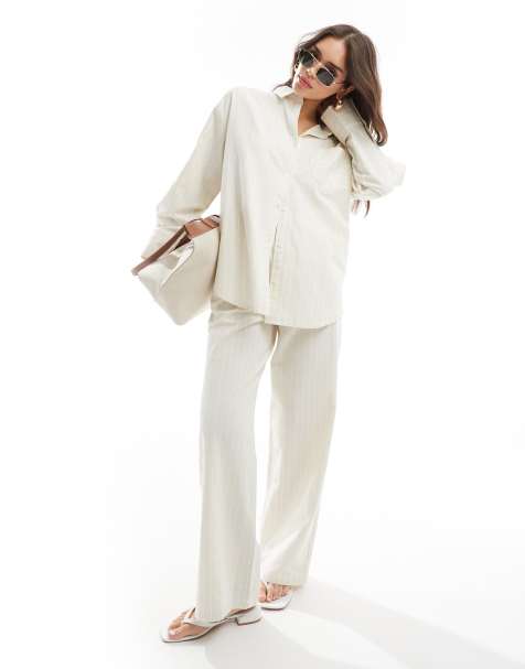 4th & Reckless - Delphi - Chemise de plage d'ensemble à rayures - Beige - view 1