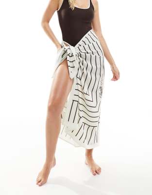 Multi Stripe Maxi Wrap Swim Skirt