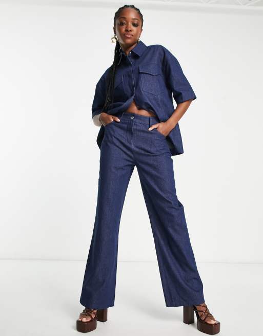 4th & Reckless tailored folded waist pants in blue - part of a set -  ShopStyle