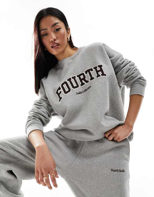 Women's, Grey Marl Fourth Studio Applique Sweatshirt