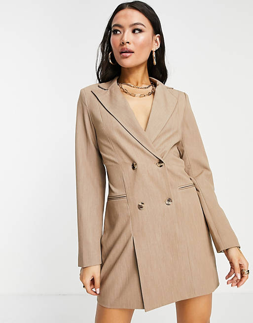 4th & Reckless double breasted blazer dress in mocha
