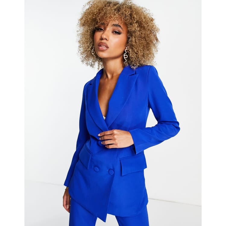 4th Reckless double breasted suit blazer in cobalt blue ASOS