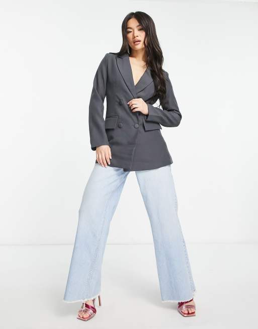 4th & Reckless double breasted suit blazer in grey, 2 of 4