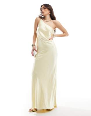 4th & Reckless - Drapiertes Maxikleid aus Satin in Buttermilchgelb mit One-Shoulder-Träger