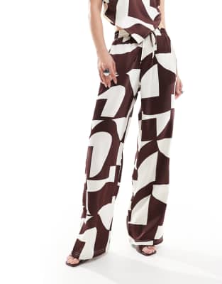 4th & Reckless Drawstring Satin Wide Leg Pants