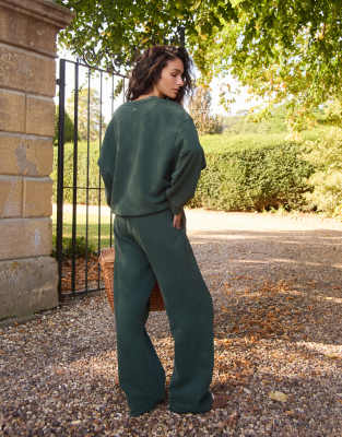 4th & Reckless Drawstring Waist Side Stripe Wide Leg Sweatpants In Green