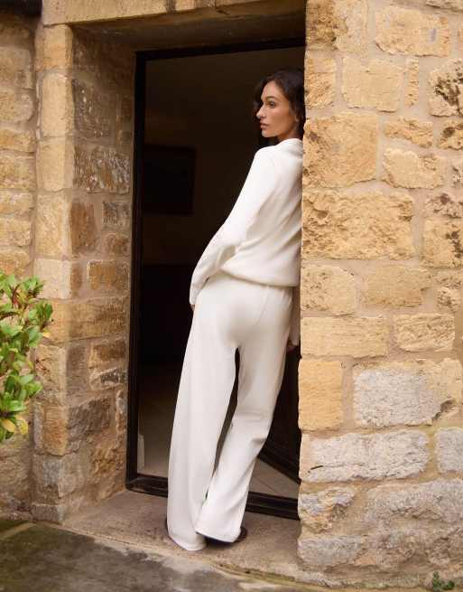 4th & Reckless elasticated waist wide leg trouser co-ord in cream, 4 of 4