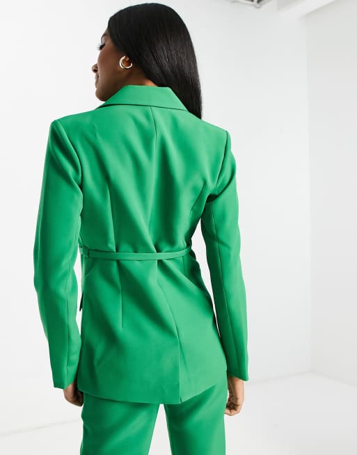 4th & Reckless - Elegante blazer met overslag aan de voorkant in groen, deel van co-ord set, 4 van 4
