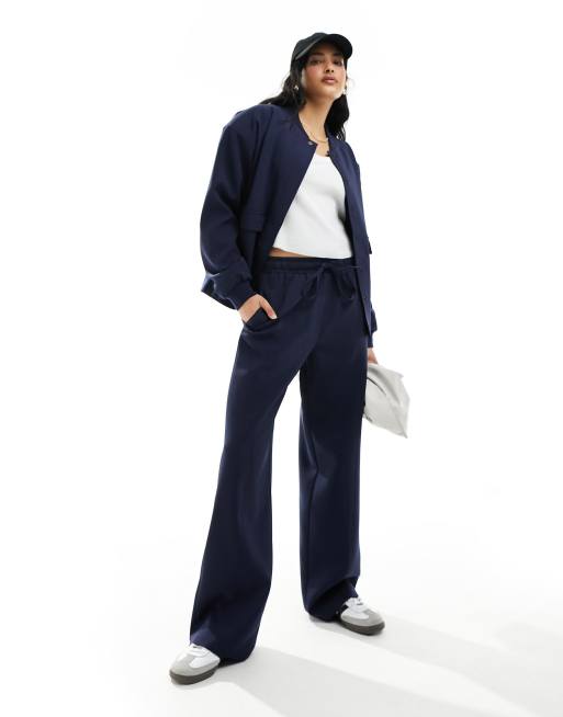 4th & Reckless - Elegante broek met rechte pijpen en trekkoord in marineblauw, deel van co-ord set