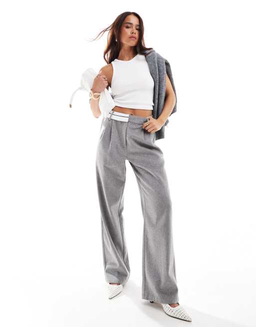 4th & Reckless - Elegante broek van wolmix met rechte pijpen in grijs