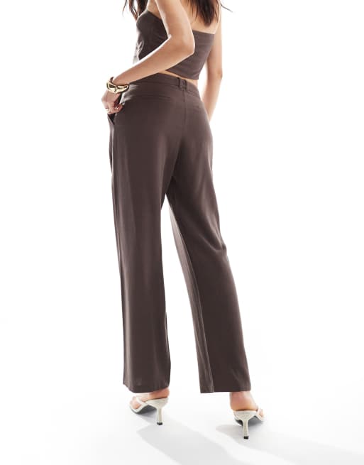 4th & Reckless – Elegante Hose aus Leinen-Mix in Braun mit weitem Bein, Kombiteil, 3 von 5