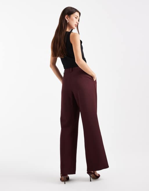 4th & Reckless – Elegante Hose in Burgunderrot mit weitem Bein und Bundfalten, Kombiteil, 2 von 5
