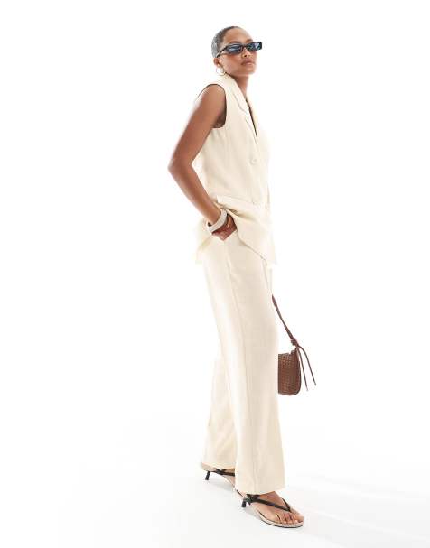 4th & Reckless – Elegante Hose in Buttercremegelb mit weitem Bein und Boxershorts-Bund, Kombiteil - view 1