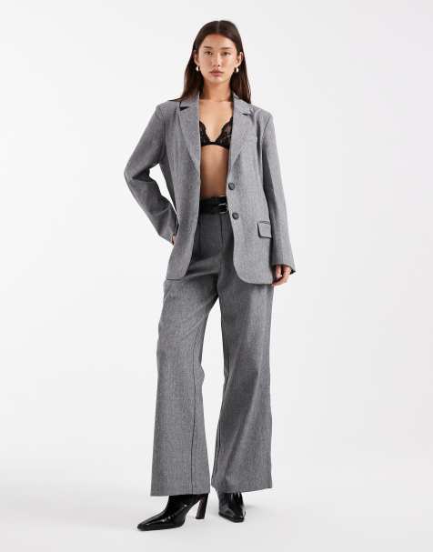 4th & Reckless – Elegante Hose in Grau mit weitem Bein, Bundfalten und doppeltem Gürtel-Detail, Kombiteil - view 1