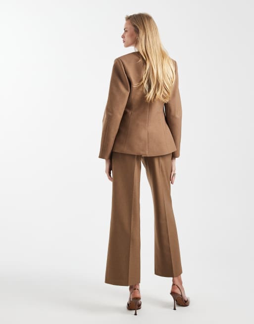 4th & Reckless – Elegante Hose in Kamelbraun mit weitem Bein und Bundfalten, Kombiteil, 4 von 5