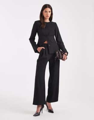 4th & Reckless - Elegante Hose in Schwarz mit Bundfalten und geradem Schnitt, Kombiteil