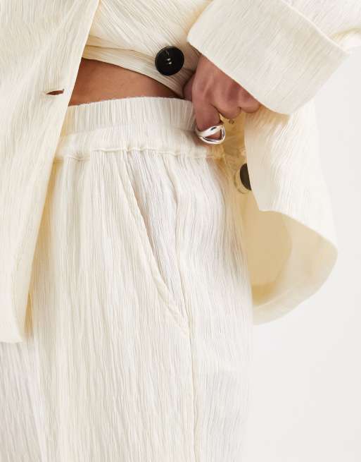 4th & Reckless – Elegante, strukturierte Hose in Cremeweiß mit weitem Schnitt, Kombiteil, 3 von 5