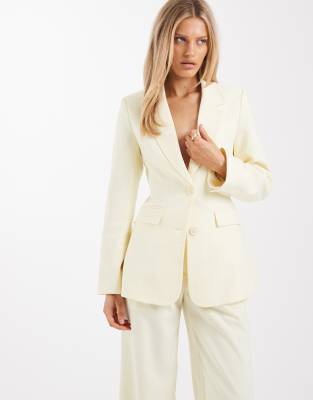 4th & Reckless - Eleganter Blazer in Gelb mit geraffter Taille und Fronttasche, Kombiteil