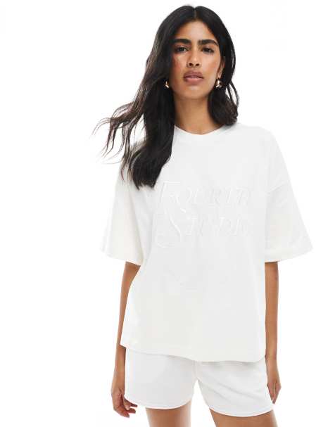 4th & Reckless embroidered Fourth Studio logo t-shirt in white - view 1