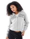 [4th & Reckless] 4th & Reckless embroidered logo zip through hoodie in grey M GREY