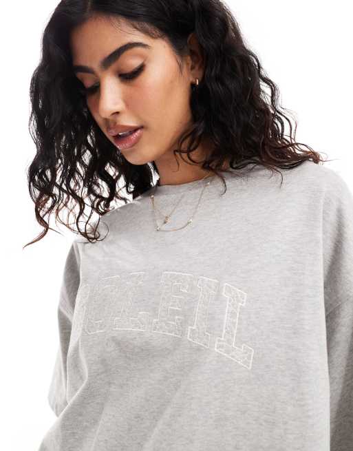 4th & Reckless embroidered soleil logo oversized t-shirt in gray