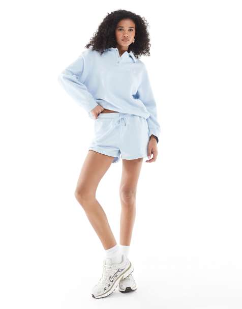 4th & Reckless embroidered sweat shorts in blue (part of a set) - view 1