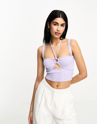 4th & Reckless Emerie Pleated Knit Top In Lilac-purple
