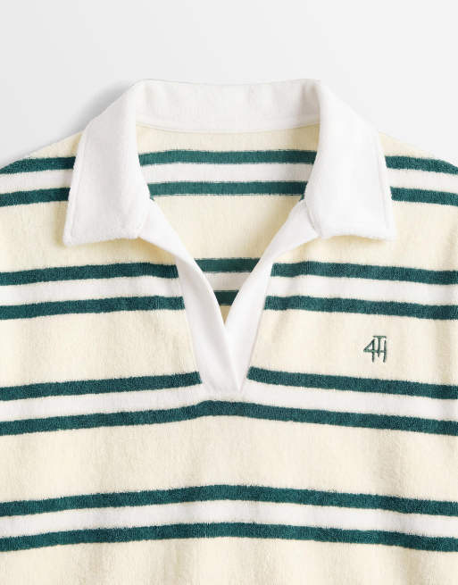4th & Reckless - Ensemble en tissu éponge à rayures avec polo à col et short - Jaune, 7 de 7