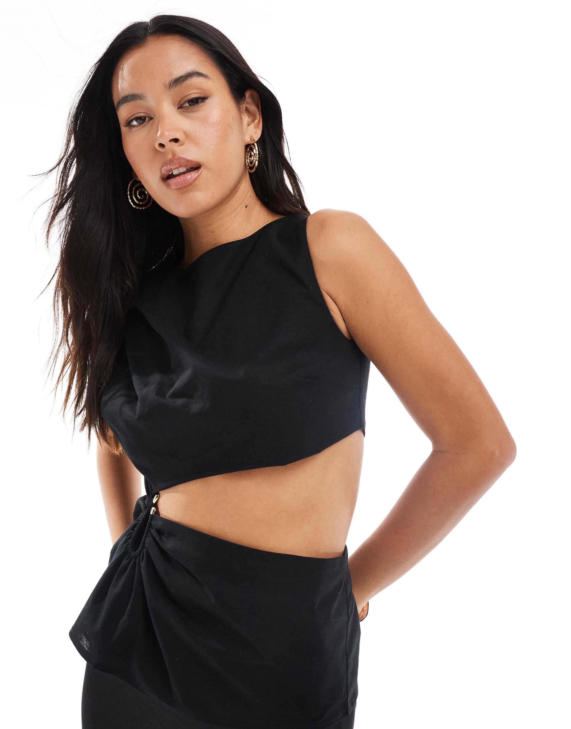 4th & reckless exclusive contains linen cut-out metal hardware top in black