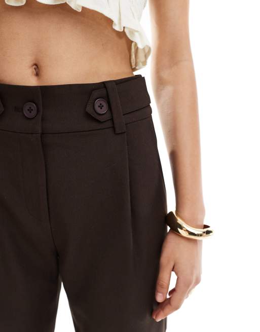 4th & Reckless - Exclusive - Elegante city short met lange pasvorm in chocoladebruin, deel van co-ord set, 2 van 5