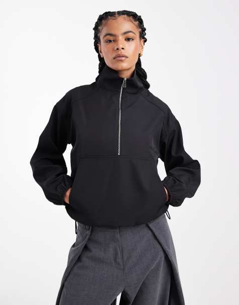 4th & Reckless exclusive water repellent zip through funnel neck toggle detail pullover jacket in black - view 1