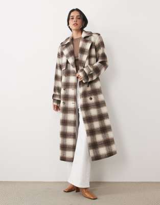 4th & Reckless Exclusive Wool Feel Longline Belted Trench Coat In Gray