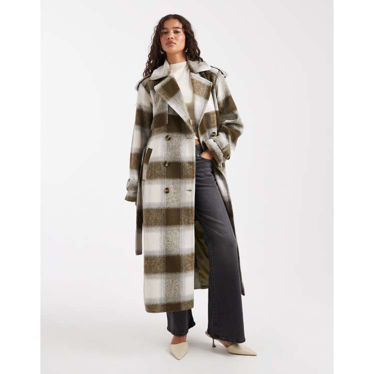 4th & Reckless exclusive wool feel longline belted trench coat in