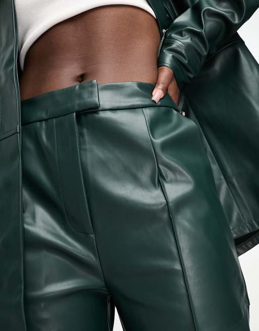 Zara BELTED PLEATED FAUX LEATHER PANTS