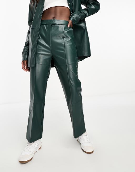 ASOS DESIGN flare faux leather pants in gray