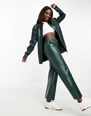 4th & Reckless faux leather trousers co-ord in teal