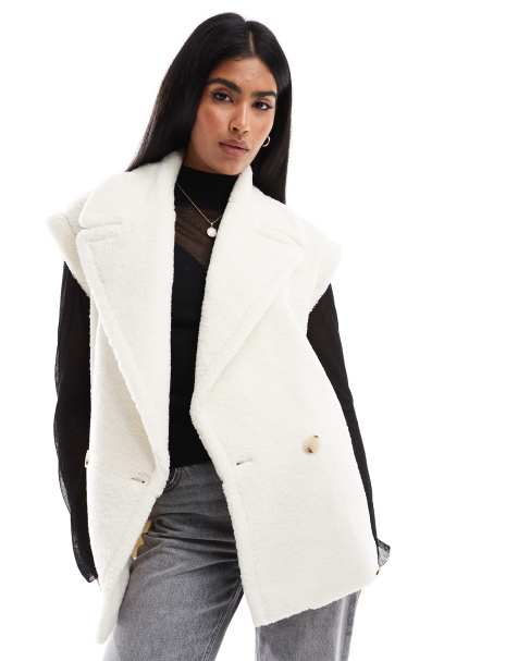 4th & Reckless faux shearling gilet in off white - view 1
