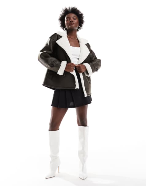 4th & Reckless faux shearling jacket in grey - view 1