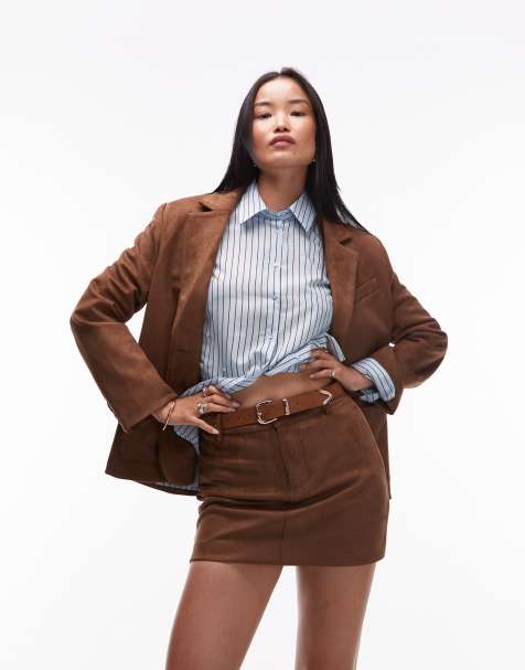 4th & Reckless faux suede mini skirt co-ord in brown