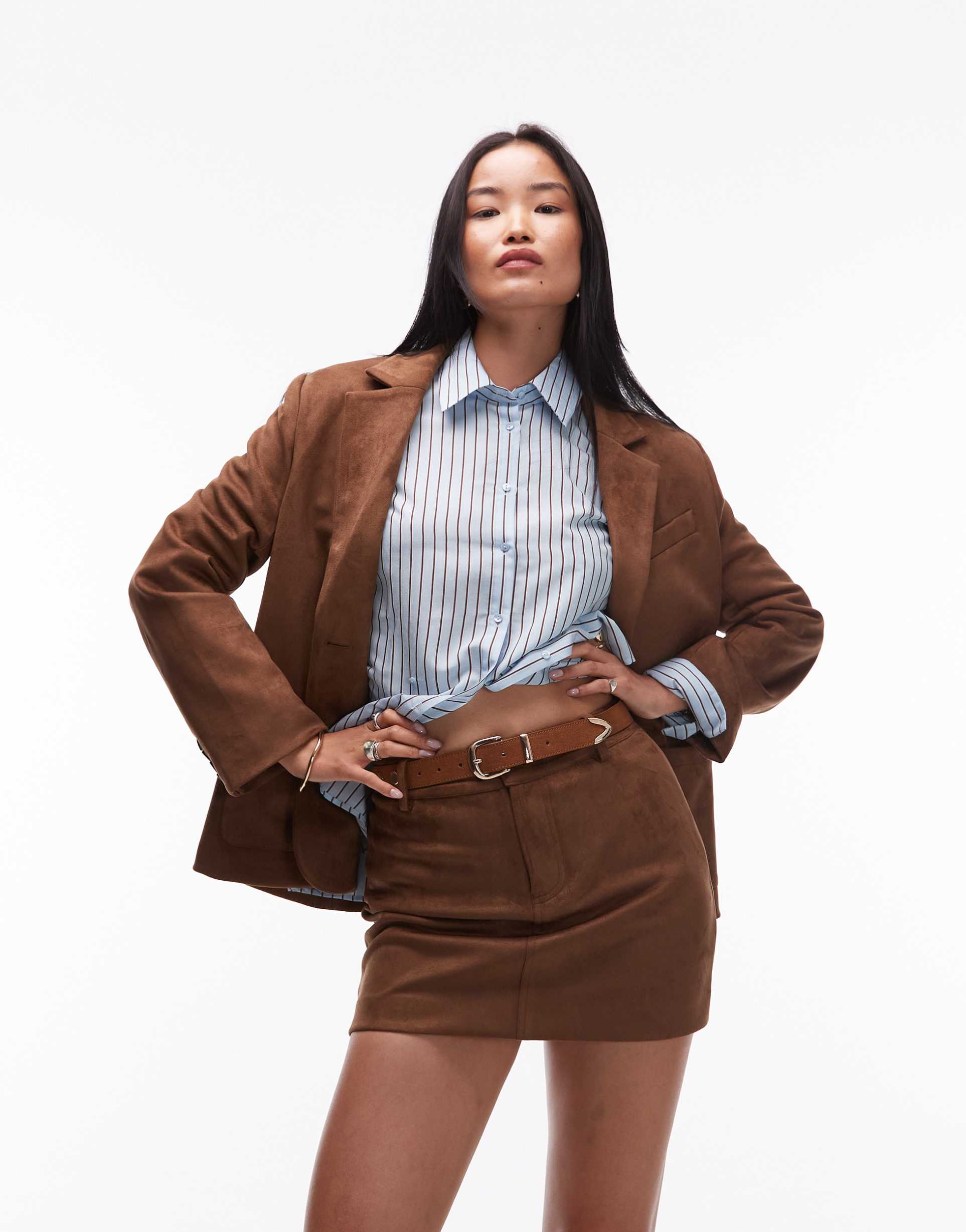 4th & reckless faux suede mini skirt in brown - part of a set