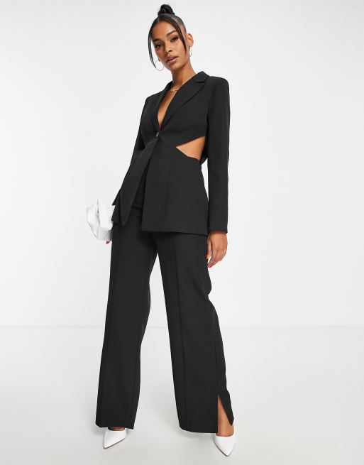 4th & Reckless – Figurbetonter Anzugblazer in Schwarz mit Zierausschnitten