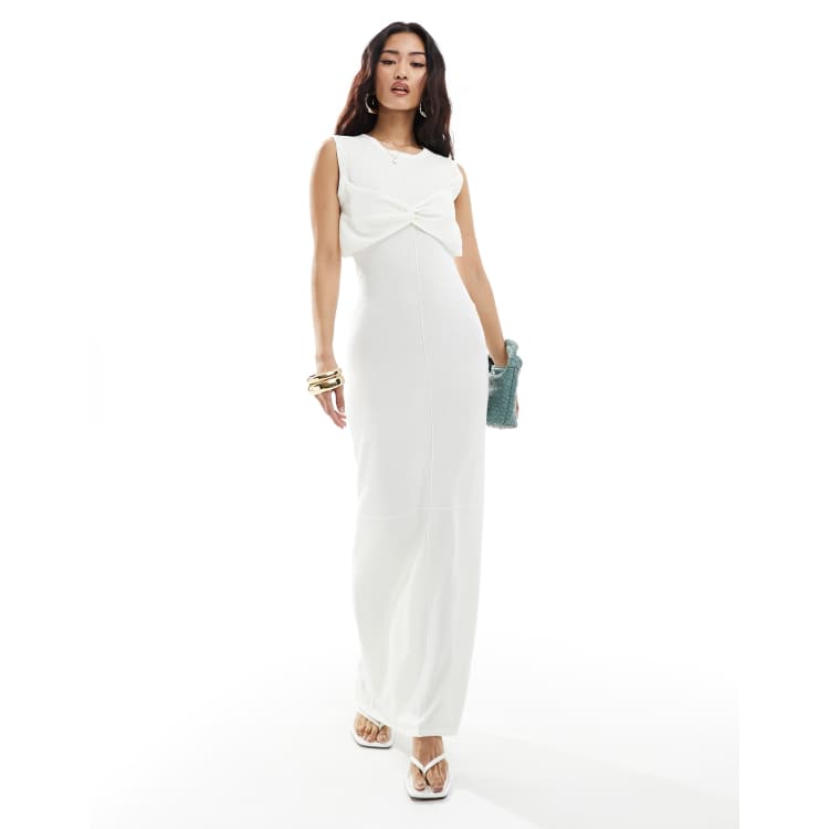 4th & Reckless fine knit twist bust detail maxi dress with