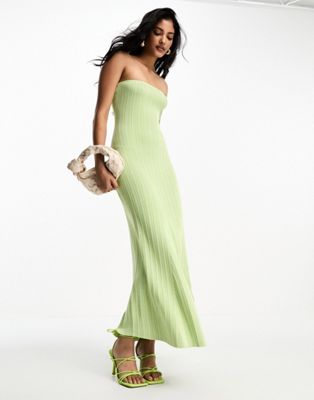 4th & Reckless fine ribbed bandeau maxi dress in light green