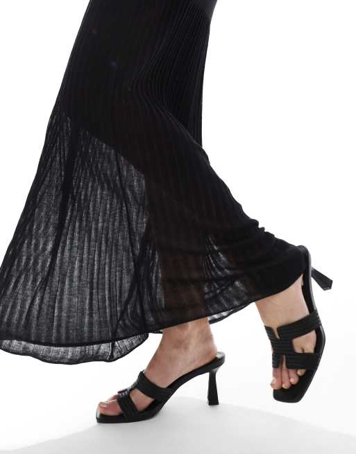 4th & Reckless fine ribbed knit off shoulder sheer skirt maxi dress in  black | ASOS